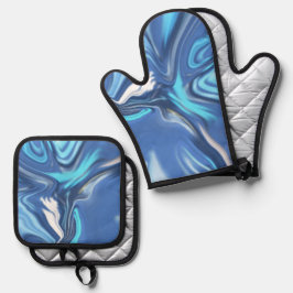 Set De Manoplas Abstract Symphony in Blue 2