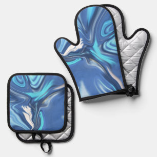 Set De Manoplas Abstract Symphony in Blue 2