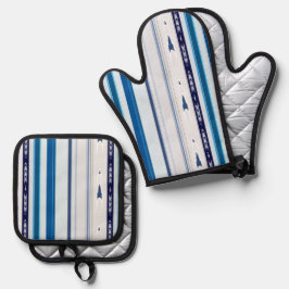 Set De Manoplas Abstract Symphony in Blue 5 (Vertical Lines)