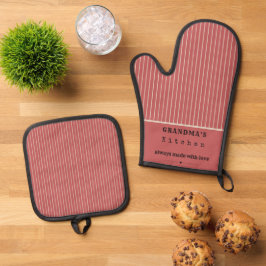 Set De Manoplas Abuela Cocina Vintage Raya Personalizable