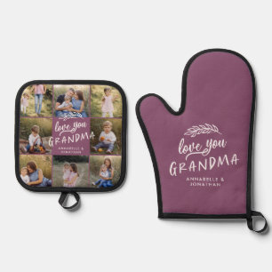Set De Manoplas Abuela morada regalo multifoto