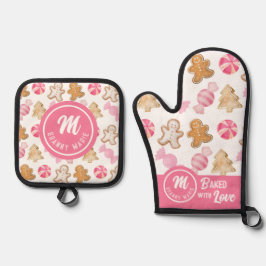 Set De Manoplas Abuela personalizada Monograma Azúcares rosas