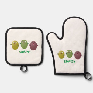 Set De Manoplas Aceitunas alegres y lindas cantando personalizado