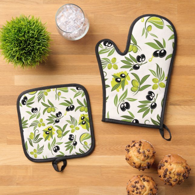 Set De Manoplas Aceitunas Negras  (De arriba hacia abajo)