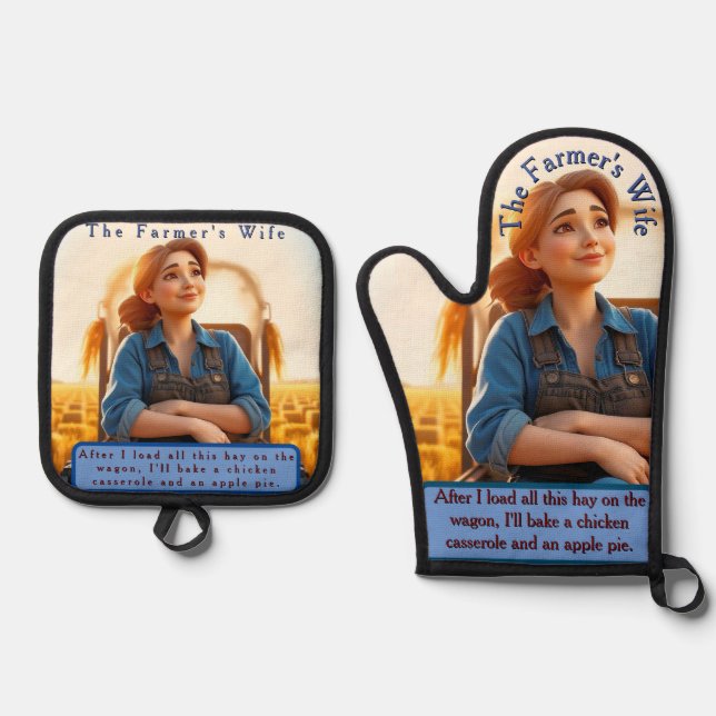 Set De Manoplas Acogedor heno oven Mitt y tenedor de ollas (Anverso)