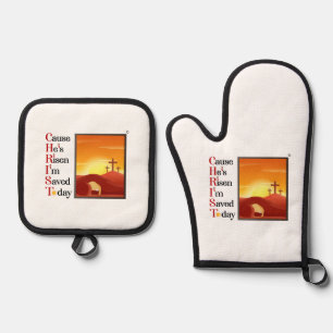 Set De Manoplas Acrónimo de Cristo Oven Mitt & Pot Holder
