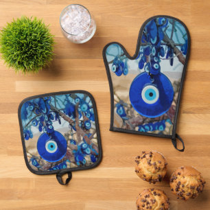 Set De Manoplas Acuarela de árbol decorada con nazares