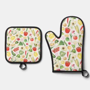 Set De Manoplas Acuarela de patrón de verduras 