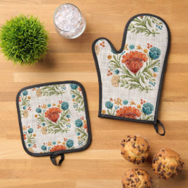 Set De Manoplas Acuarela Moderno Motif Earthy Whimsical