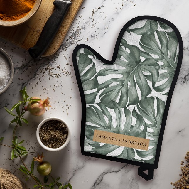 Set De Manoplas Acuarela Tropical Oasis Moderno Patrón de hojas (Subido por el creador)