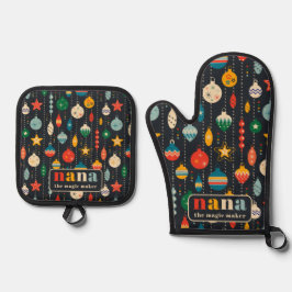 Set De Manoplas Adornos de juguetes para árbol retro Nana Navidad