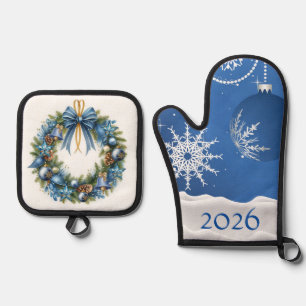 Set De Manoplas Adornos de Navidad Copo de Nieve 2026 Agregar Nomb
