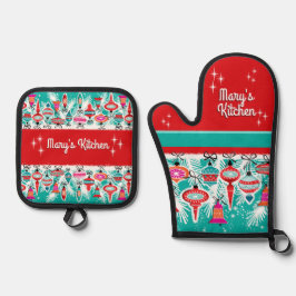 Set De Manoplas Adornos Navideños Retro - Personalizables