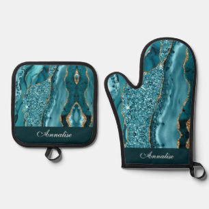 Set De Manoplas Agante azul Verde azulado secuencial personalizado