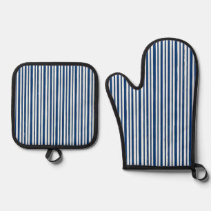 Set De Manoplas Agarra ollas y guantes para horno Azul y Blanco a