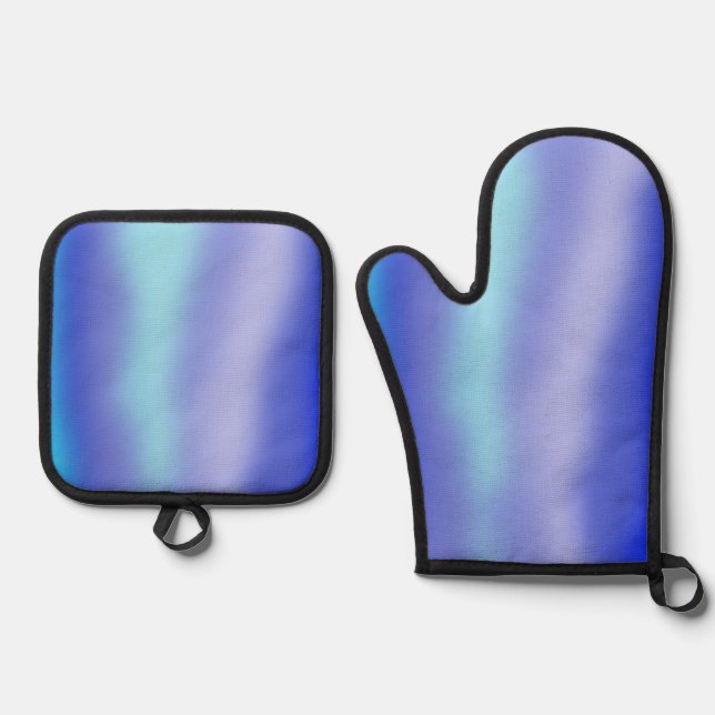 Set De Manoplas Aguas Azules Gradiente Vertical Oven Mits (Anverso)