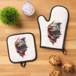 Set De Manoplas Águila Americana Patriótica Vintage 4 de Julio