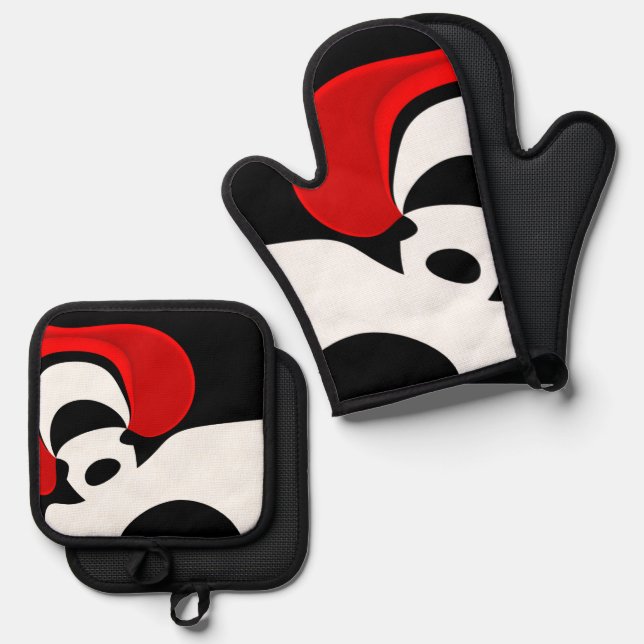 Set De Manoplas Al Sr. Redd: Resumen Negro, Blanco y Rojo (Anverso/Reverso)