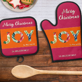 Set De Manoplas Alegre Júbilo Festivo Al Mundo Feliz Navidad