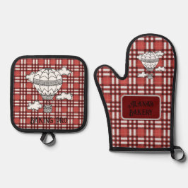 Set De Manoplas Alegre Red Tartan Oven Mitt y Pot Holders
