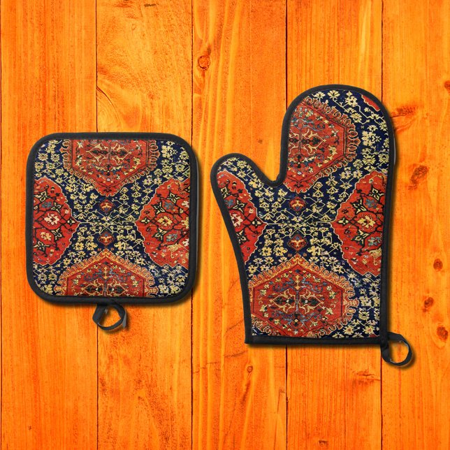 Set De Manoplas Alfombra oriental en azul y naranja (Subido por el creador)