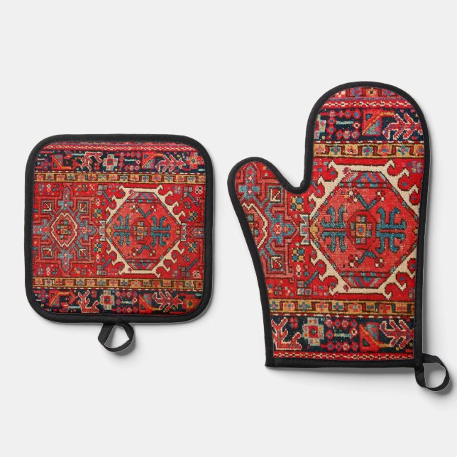 Set De Manoplas Alfombra Oriental Turca Persa Antigua (Anverso)