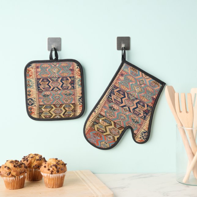 Set De Manoplas Alfombra turca antigua Kilim (Insitu (colgante))