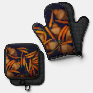 Set De Manoplas Algunas Les Gusta Pimienta Naranja Caliente