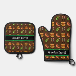 Set De Manoplas Alimentos de barbacoa personalizados para el abuel
