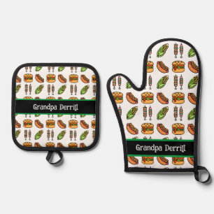 Set De Manoplas Alimentos de barbacoa personalizados para el abuel