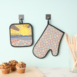 Set De Manoplas Amanecer Pintado con Patrón