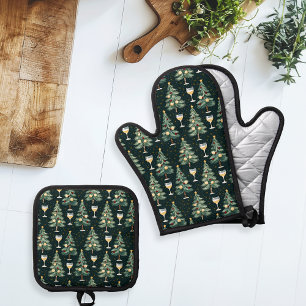 Set De Manoplas Amante del Vino Blanco de Navidad