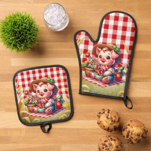 Set De Manoplas Amantes de los cerdos de Cute Country