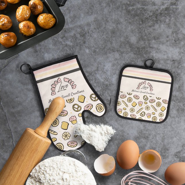 Set De Manoplas Amarillo rosado suave al horno de amor (Subido por el creador)