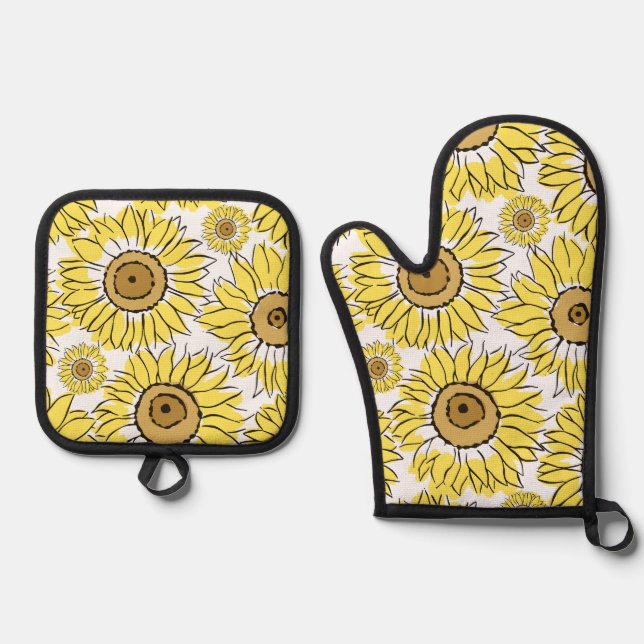 Set De Manoplas Amarillo vibrante de la flor dorada (Anverso)