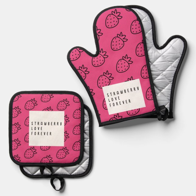 Set De Manoplas Amor a las fresas. (Anverso/Reverso)