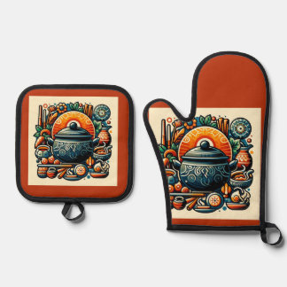 Set De Manoplas Amor en la cocina: Silver Quilted Oven Mitt con