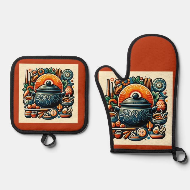 Set De Manoplas Amor en la cocina: Silver Quilted Oven Mitt con (Anverso)