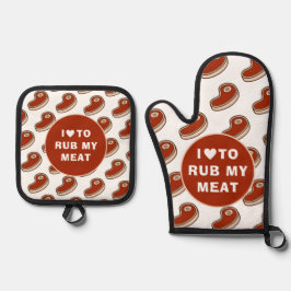 Set De Manoplas Amor Moderno Para Frotar Carne Texto Blanco