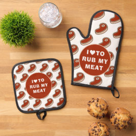 Set De Manoplas Amor Moderno Para Frotar Carne Texto Blanco
