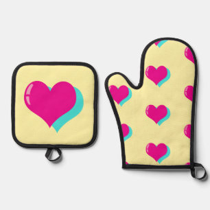 Set De Manoplas Amor Neón Alegre Corazones Retro Vaporwave Diversi