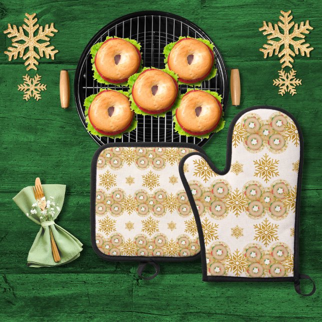 Set De Manoplas Anillos de Bagel y copos de nieve blancos (Subido por el creador)