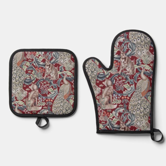 Set De Manoplas Animales del Bosque, William Morris (Anverso)