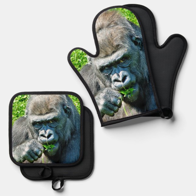 SET DE MANOPLAS ANIMALES SALVAJES - GORILLAS (Anverso/Reverso)