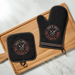 Set De Manoplas Año personalizado del asador de papá establecido
