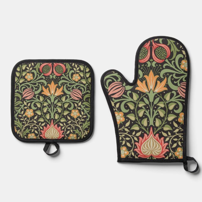 Set De Manoplas Antigüedad floral persa William Morris (Anverso)