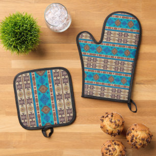 Set De Manoplas Antiguo Aqua Blue Pale Gold Kilim Rug Turca