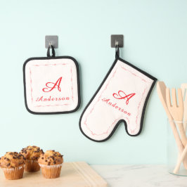 Set De Manoplas Apellido de la familia monogramado