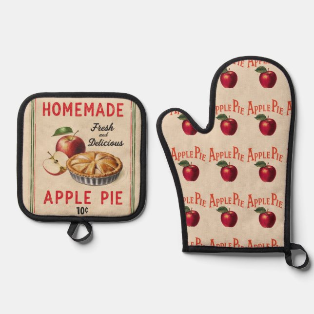 Set De Manoplas Apple Pie Oven Mitt & Potholder casero (Anverso)