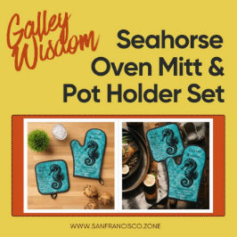 Set De Manoplas Aqua Blue One-of-a Seahorse Galley Wisdom